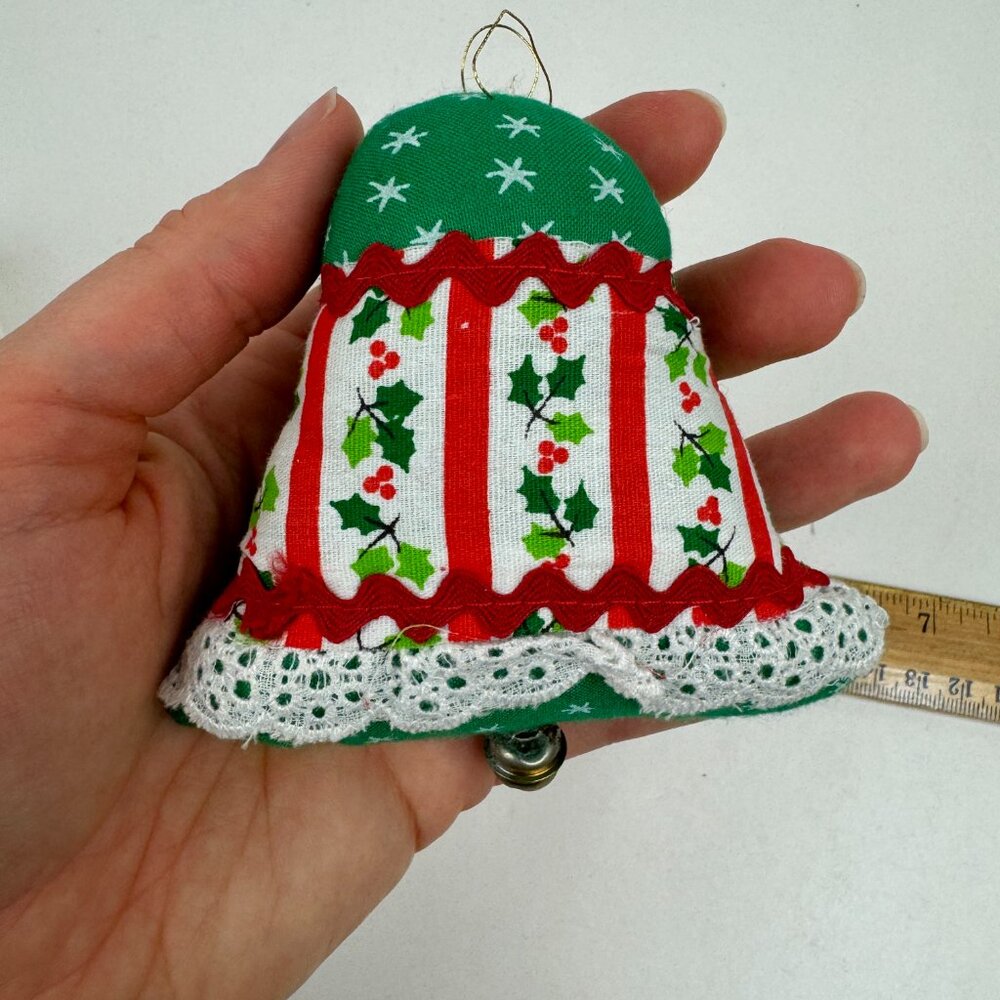 Vtg 1984 Calico Christmas Scented‎ Cloth Ornament Bell Shape w Original Box READ